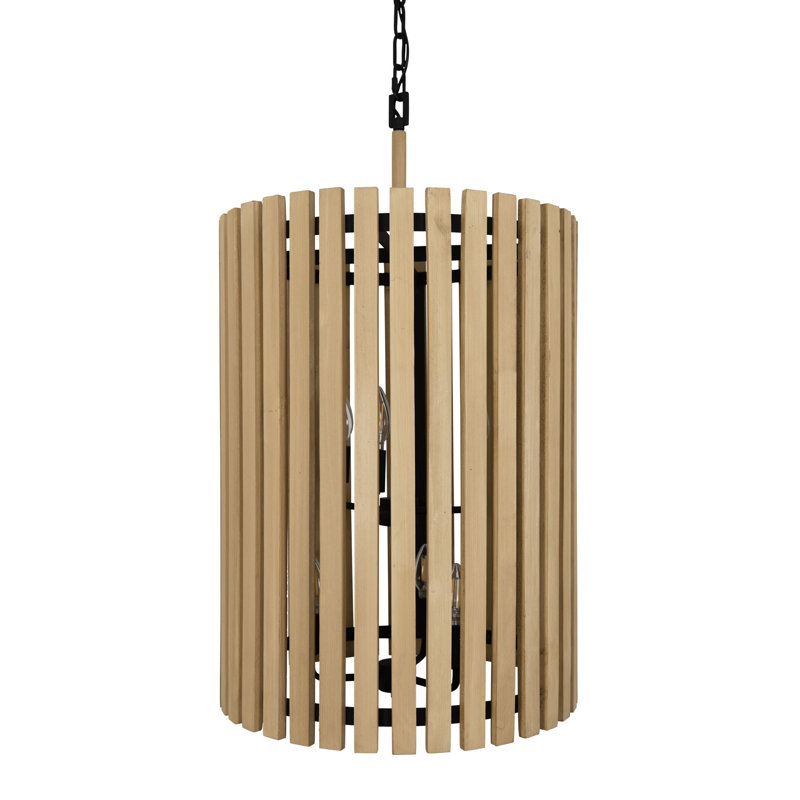 Suratto 6-Light Pendant - Matte Black/Honey Blonde, Matte Black/Medium Walnut