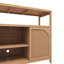 Buffet élégant en bambou avec beaucoup de rangement, parfait pour l'organisation de la salle de bain et l'esthétique naturelle