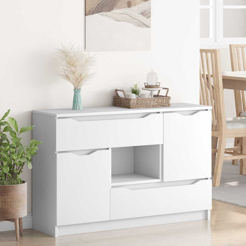  Sideboard Concrete Grey 100 X 30 X 65.6 Engineered Wood, White