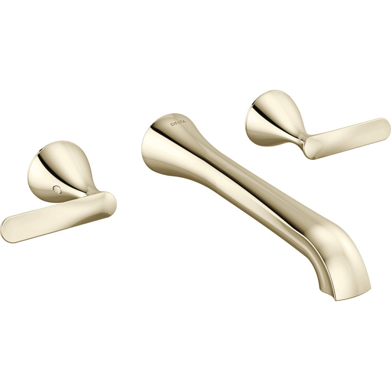 Two Handle Wall Mount Bathroom Faucet, Lumicoat Polished Nickel