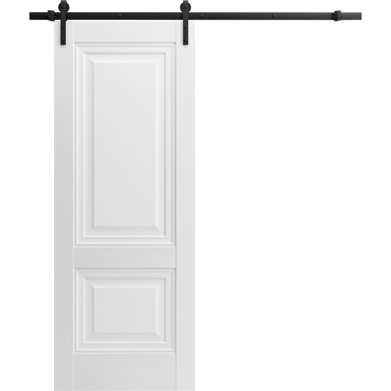 Porte de grange robuste | Lucia 8831 soie blanche | Ensemble de quincaillerie lourde 6,6 pi | Portes intérieures solides