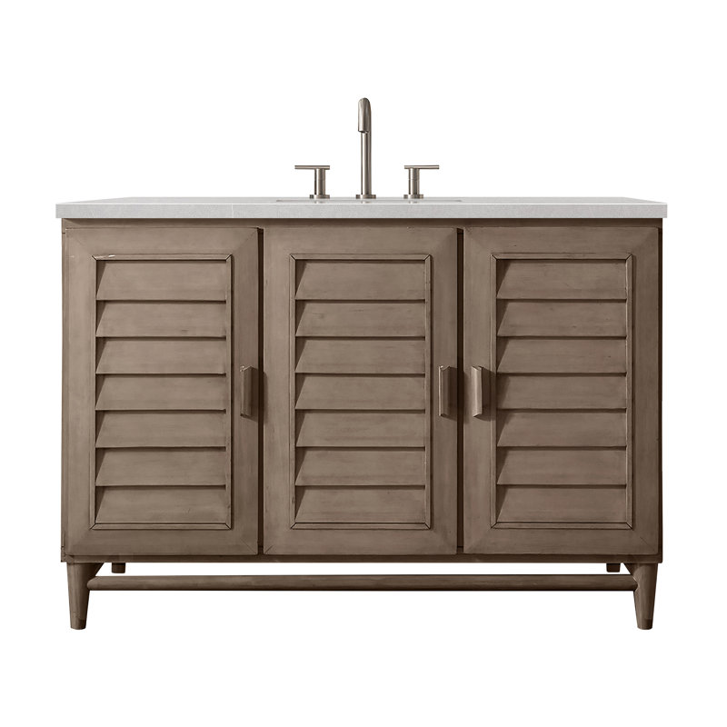 Portland 48'' W Single Vanity, Carrara White, Whitewashed Walnut, Widespread