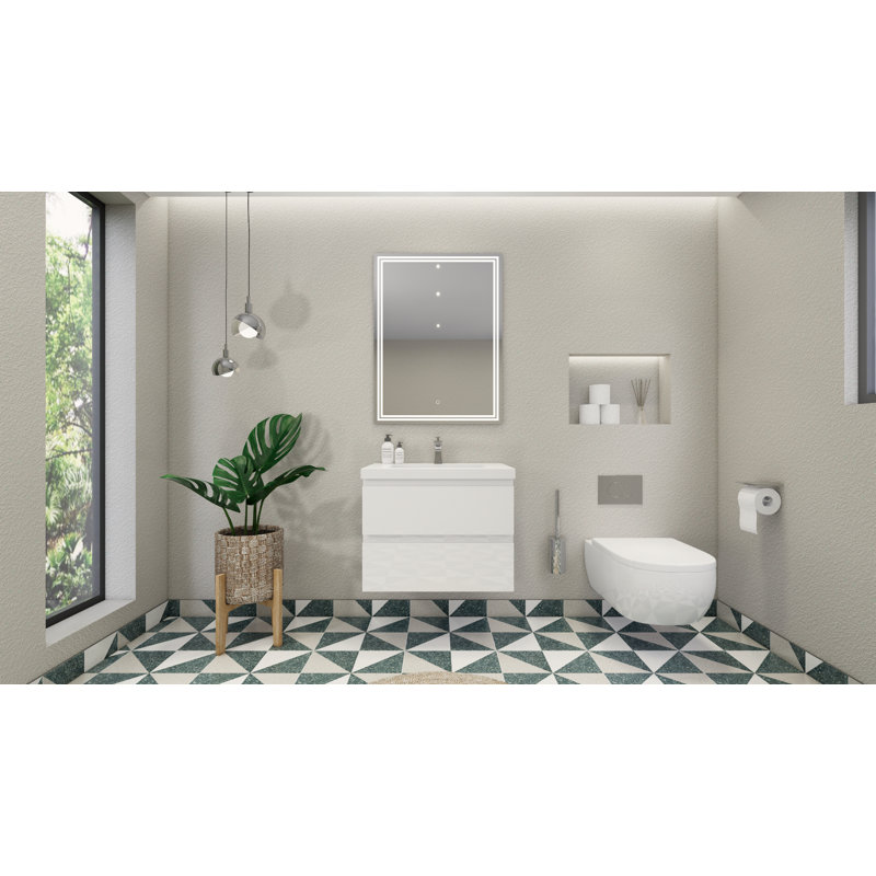 Cavaliere Single Bathroom Vanity with Acrylic Top, Hight Gloss White