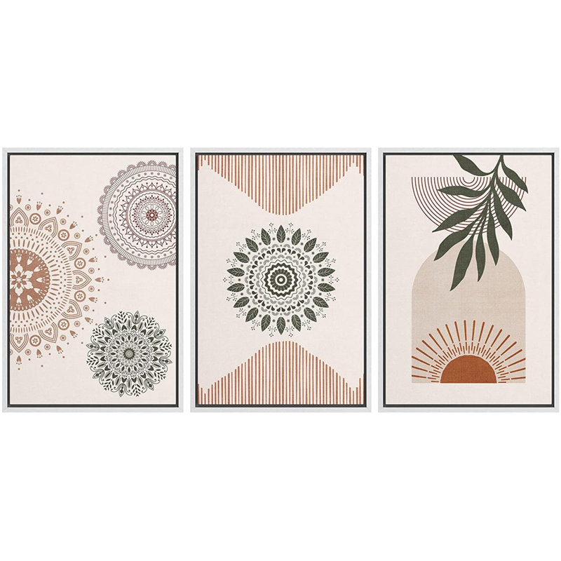 Mid Century Modern Boho, H 36 po x l 72 po, Blanc