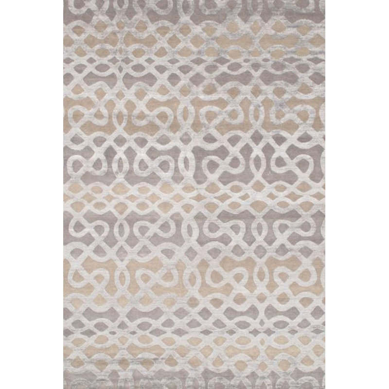 Tapis gris / beige en coton / laine à motif abstrait 6 pi 1 po x 9 pi Abstract
