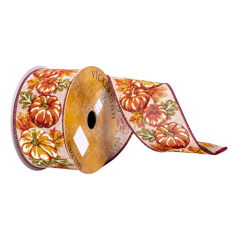 Ruban de citrouille crème 2,5 po x 10 verges Vickerman