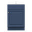 Meuble-lavabo bleu de 20 po avec évier en céramique, cadre, charnières rouillées, conception à débordement et espaces de rangement flexibles