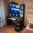 66''H Computer Desk with LED Huntch, Charging Station, Drawer Cabinet, Open Bookshelves for Home Office-1884175208