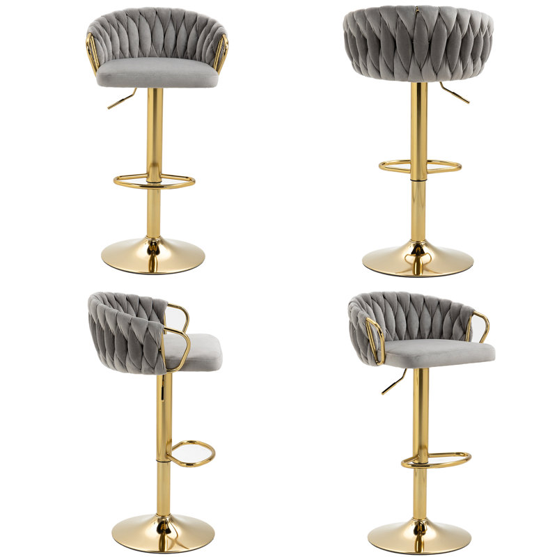 Christal Cerelly Height Adjustable Swivel Bar Stool, Grey