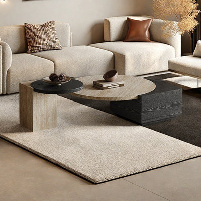 Wabi-sabi light luxury cave stone coffee table