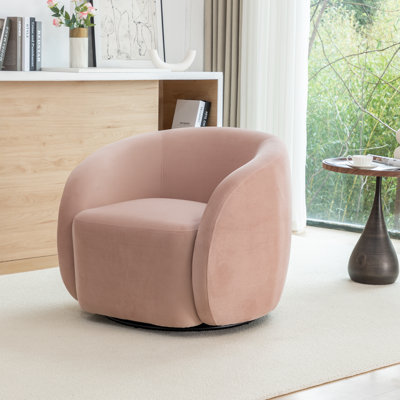 Fauteuil demi-tonneau pivotant en velours Arrun