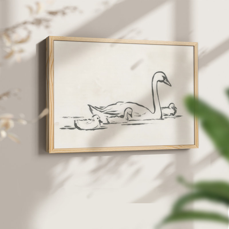Swan Sketch III -Framed Print - Restickable, Naturel, H 11 po x l 14 po