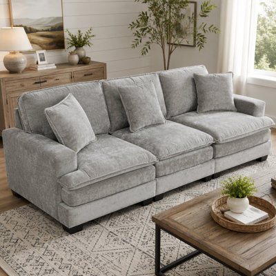 Canapé infonuagique, causeuse modulaire, chenille grise, pour salon, chambre et appartement