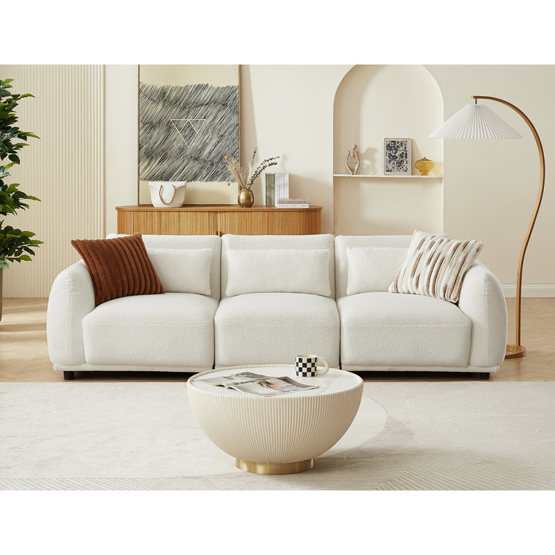 Canapé modulaire 3 pièces Aribeth, Beige / Blanc