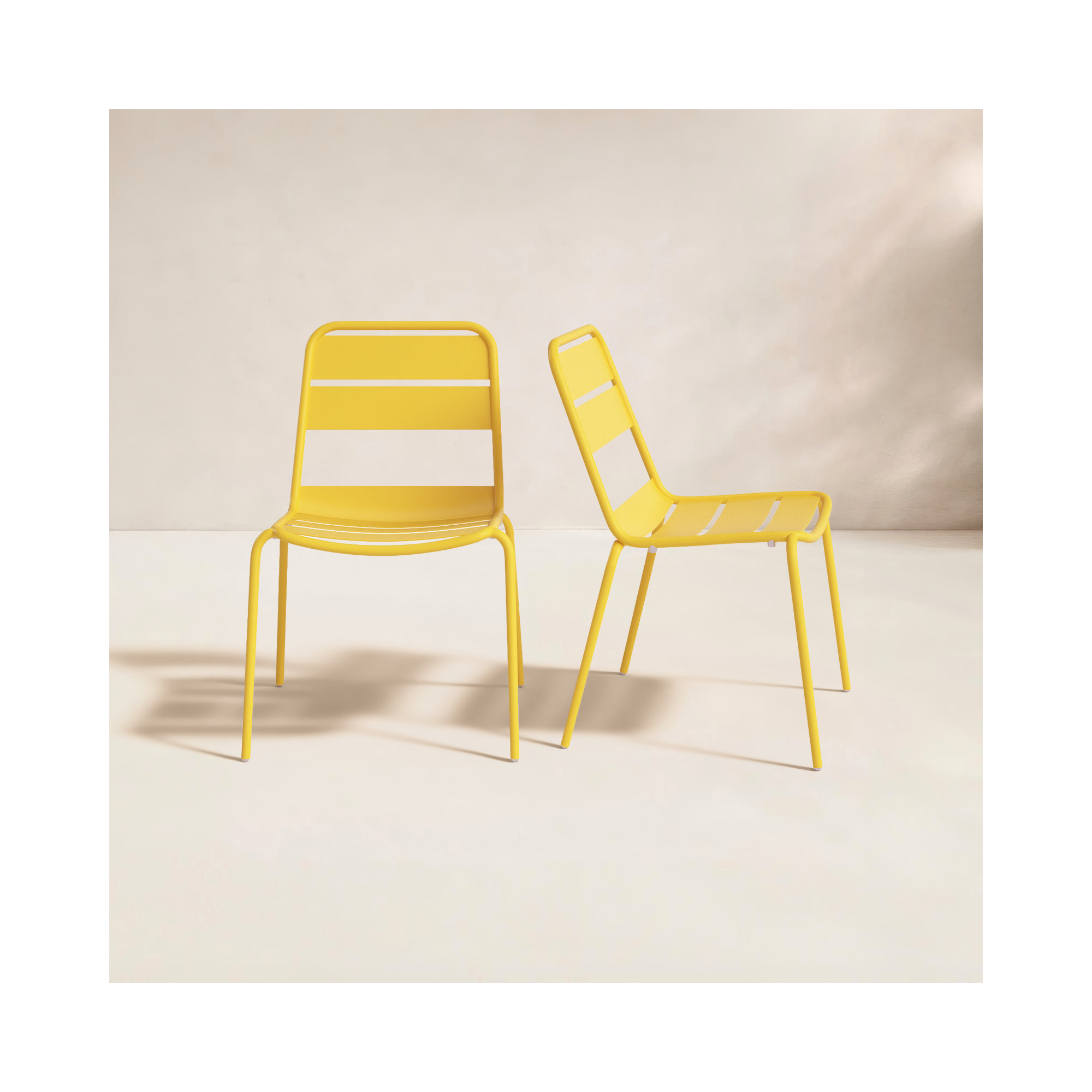 Kapri Metal Stacking Patio Dining Side Chair, Saffron