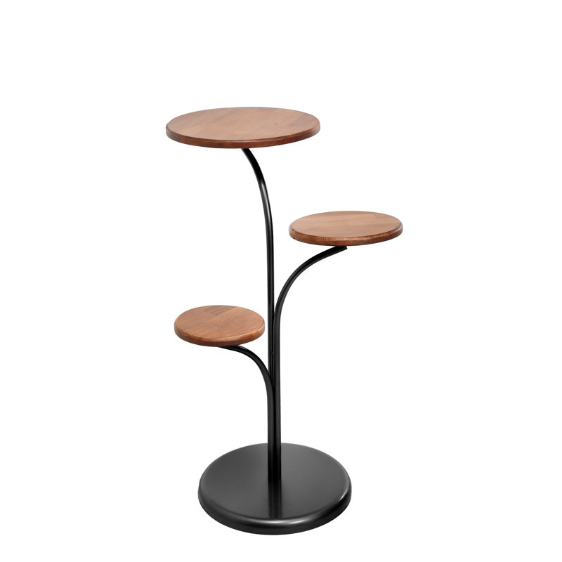 Table de bout en bois massif Thurros, Noyer, Noir