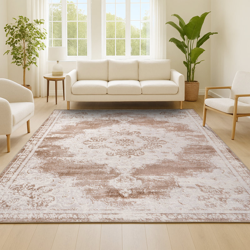 Tapis brun / crème Verena, Rectangulaire 3 pi x 5 pi