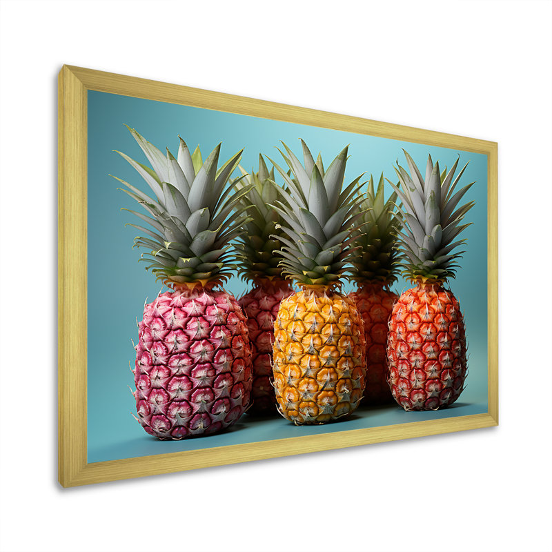 Doux ananas juteux délice I, H 30 po x l 40 po x P 1,5 po, Cadre photo doré simple
