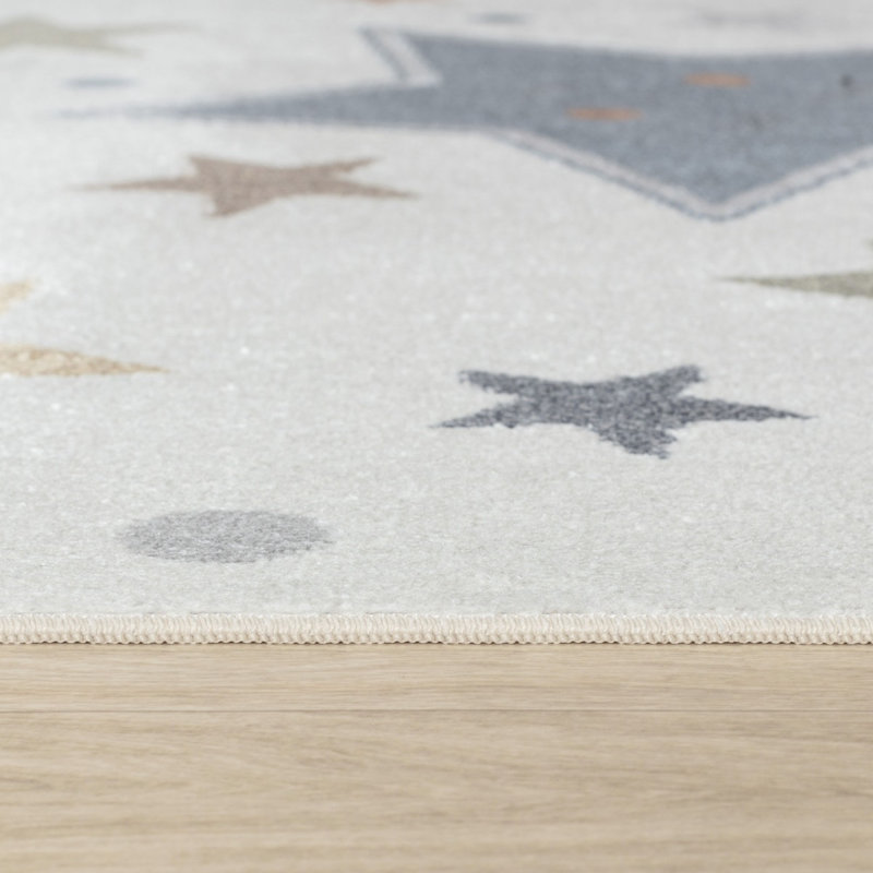 Beige Modern Washable Rug, Graphics Anti-Slip Rug For Living Room, Dining Room, Bedroom, Kitchen, Rectangle 140 x 200 cm