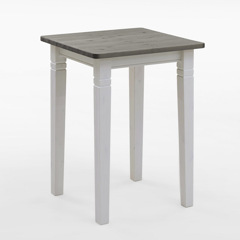 Polebridge Square Dining Table with Wood Base, White/Grey
