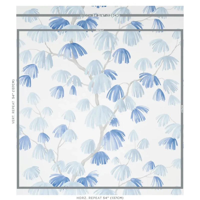 Schumacher x David Kaihoi Weeping Pine Wallpaper, Slate