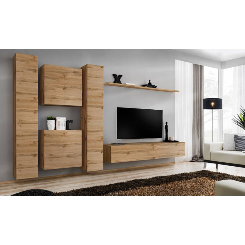 Erneshia Unfinished Floating Entertainment Centre for TVs up to 70", Oak Wotan