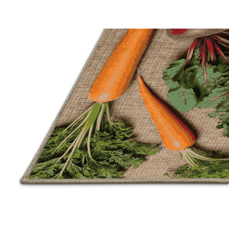 Tapis botanique brun lavable à la machine, Carré 3 pi