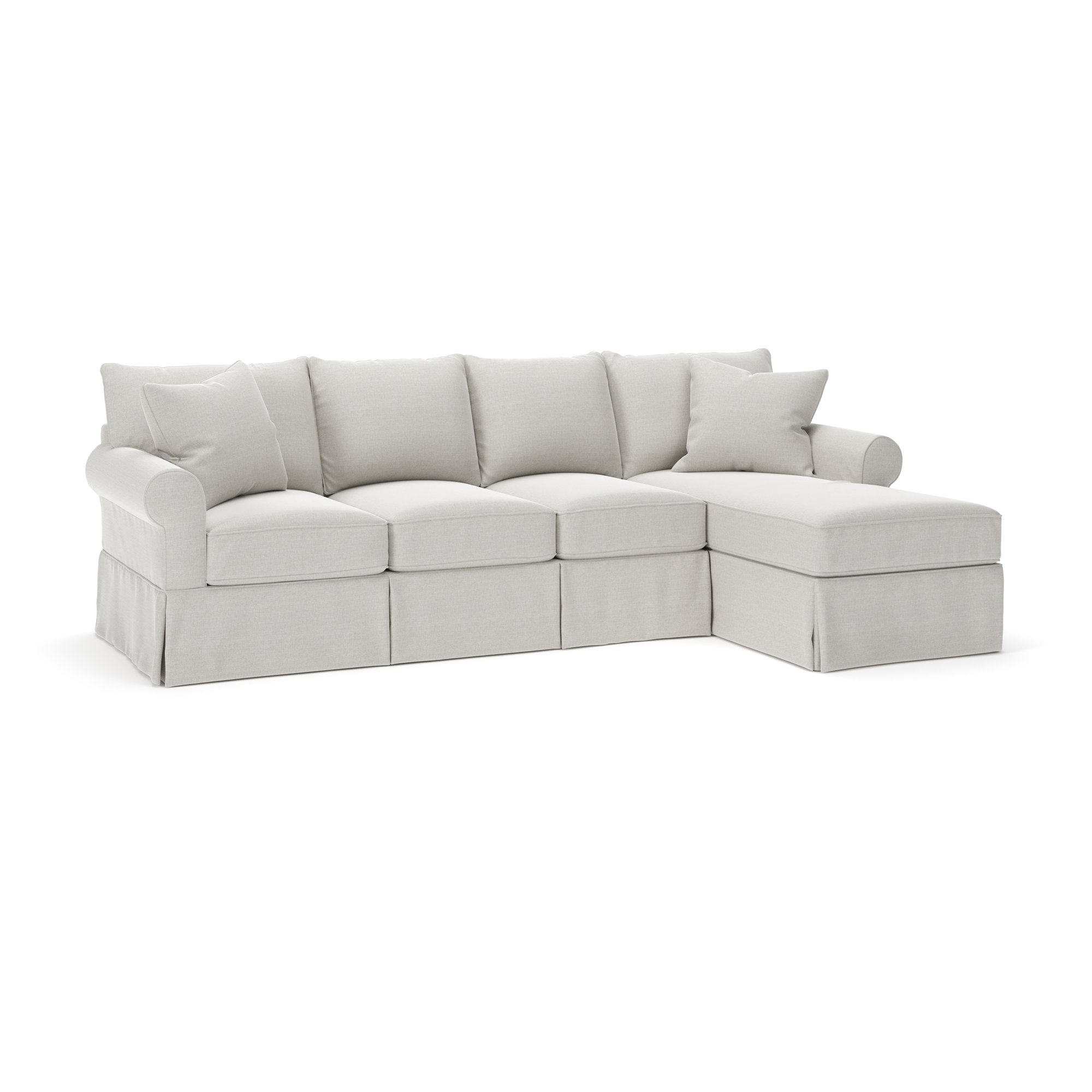 Amari Slipcovered Sectional with Sleeper Sofa, Drusky Ivory Sustain® Basketweave, Right Hand Facing