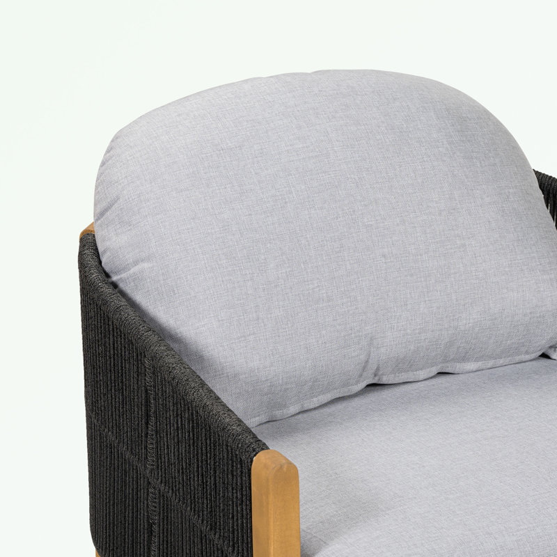Fauteuil club d'extérieur en bois avec coussin, Gris