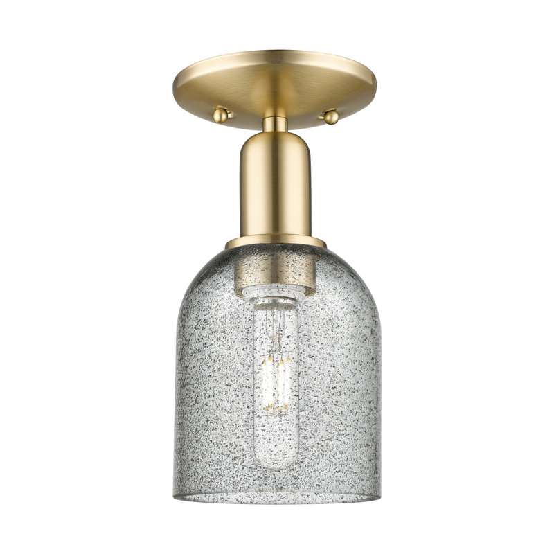 Reiko - 1 lumière - Abat-jour gris anthracite - Plafonnier semi-encastré, Grey / Black Antique Brass