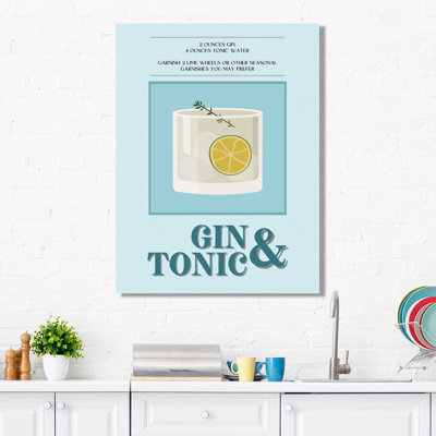 «Gin & Tonic On The Rocks Highball Cocktail II», art mural cocktails