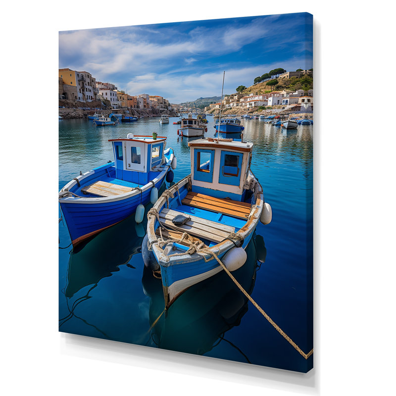 Espagne, village de pêche côtier I - Espagne, reproduction d'art mural, H 40 po x l 30 po x P 1,5 po, Toile tendue