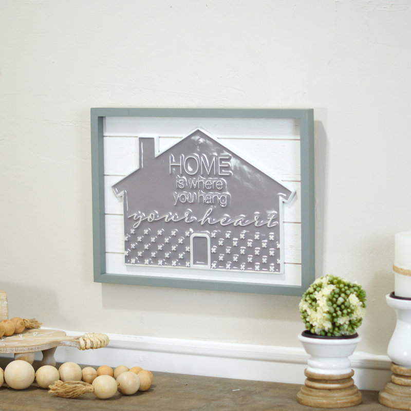 Plaque en métal «Home Your Heart» en métal 16 po