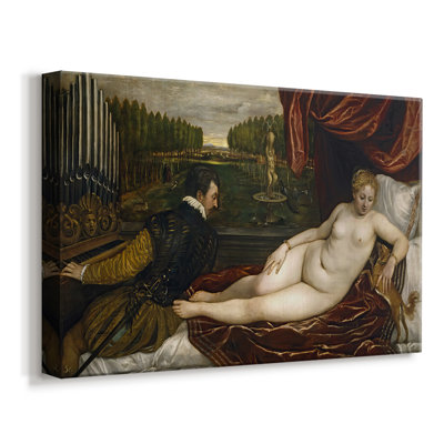 Vénus avec un organiste et un chien-Toile tendue avec galerie Titian-c. 1550