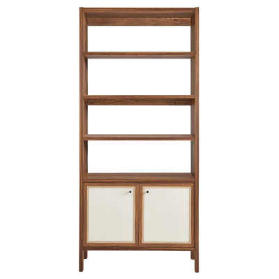 Capri 4-Shelf Wood Grain Bookcase In Walnut