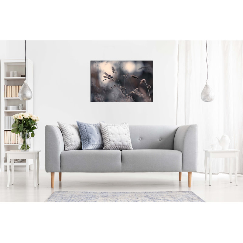 Dragonfly On A Flower Floral Garden - Wrapped Canvas Painting, 31cm H x 20cm W