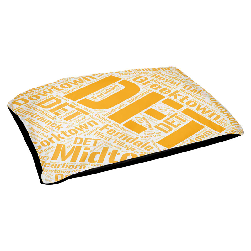 Coussin de chien « districts », Moyen (H 9,5 po x l 28 po x P 18 po), Orange, Détroit