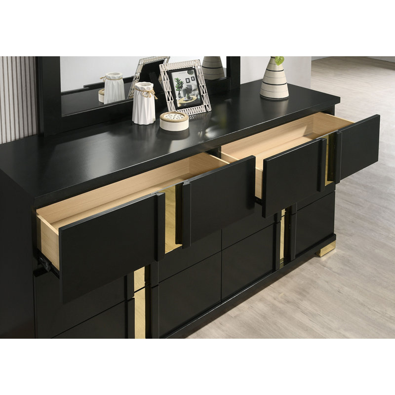 Commode contemporaine Lillestrom, noir / or