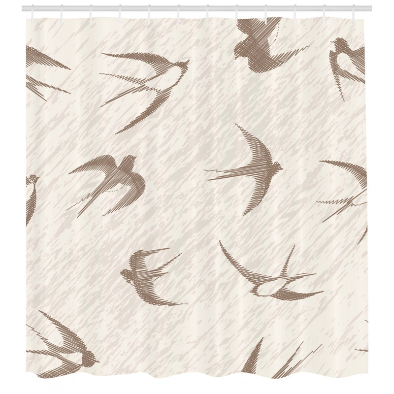 Ensemble de rideau de douche Abstract Art Flying Birds, H 84 po x l 69 po