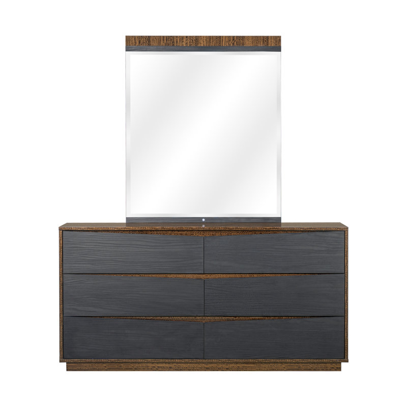 Kayner Dresser With Mirror - Charcoal