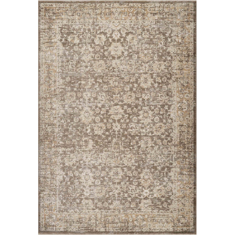 Tapis beige taupe à motif floral délavé Abani Rugs EVE100A Evelyn, Rectangle 5 pi 3 po x 7 pi 9 po