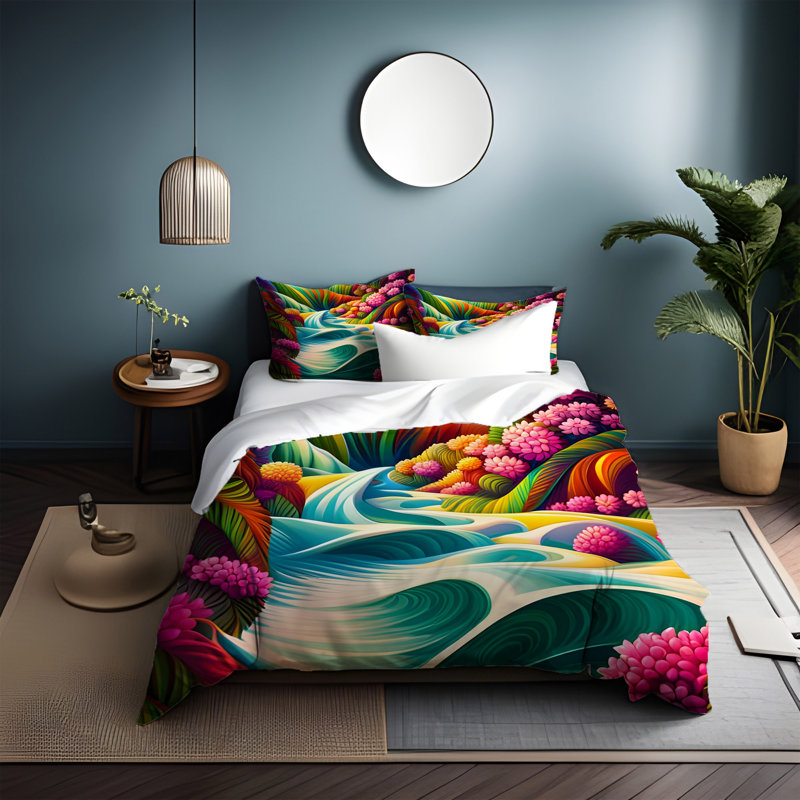 Polyester Abstract Duvet Cover, King Duvet Cover + 2 King Shams
