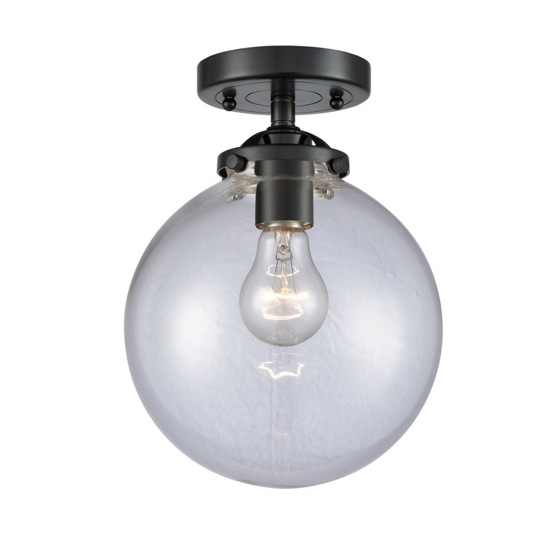 Plafonnier semi-encastré à simple sphère 8 po 1 lumières Ranae, Bronze huilé, Blanc brillant