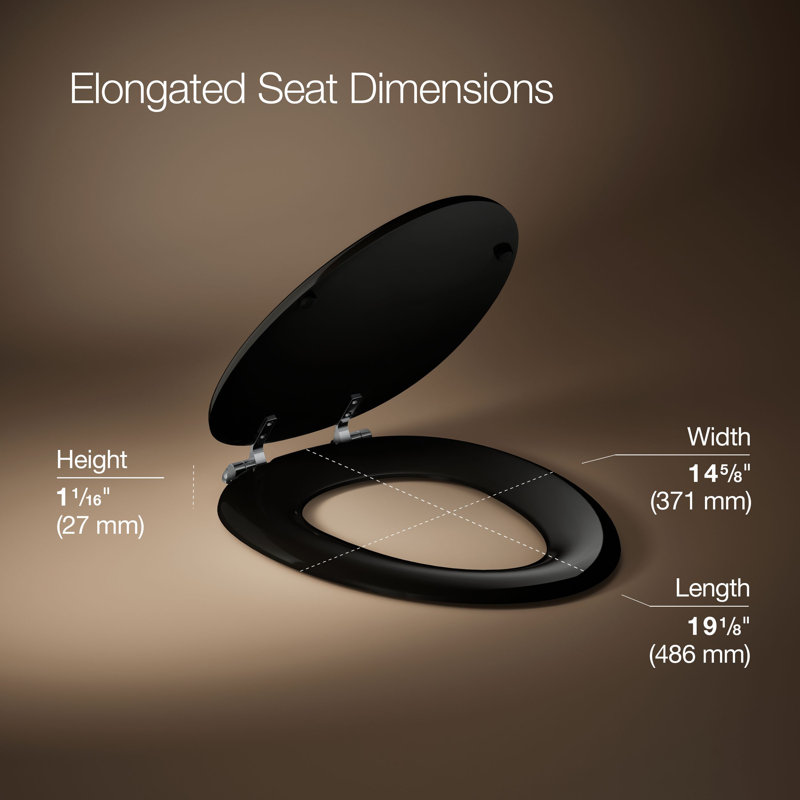 Kathryn® Elongated Toilet Seat, Polished Chrome, Black/Black