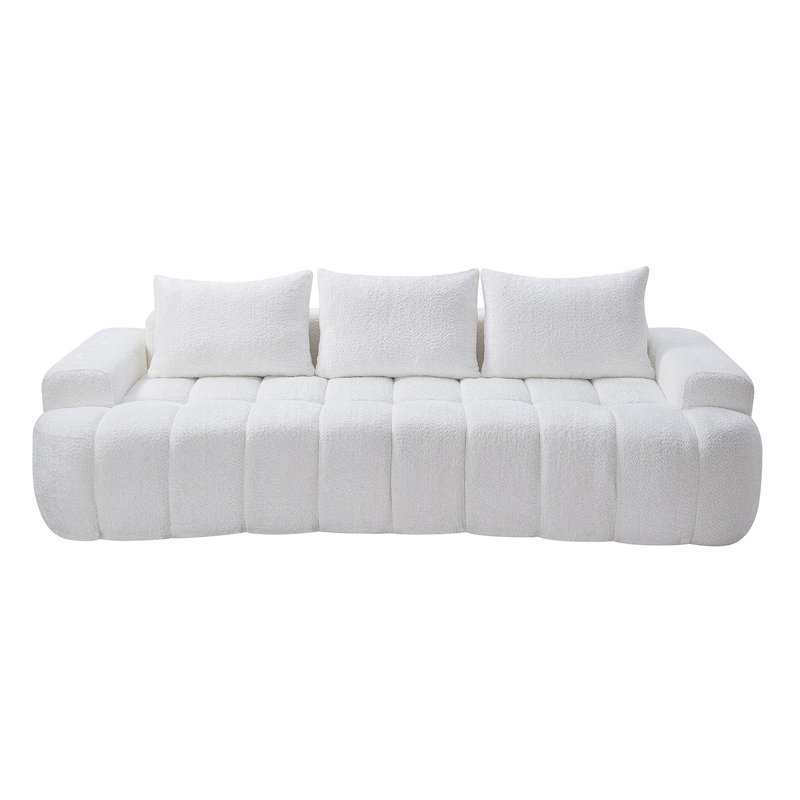 Canapé modulaire compressé très large de 100 po à l'avant courbé, canapé Boucle 3 places en forme de nuage avec mousse à haute résilience, facile à déplacer et à expédier, canapé surdimensionné moderne pour le salon