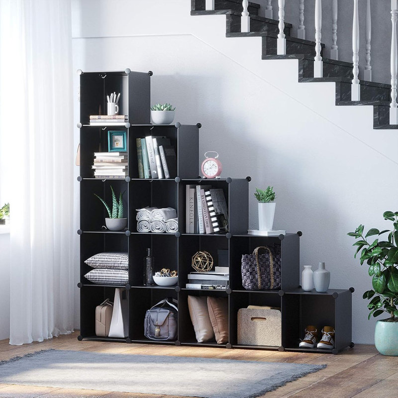 Cube Storage Organizer, 16-Cube Shelves Units, Plastic S...