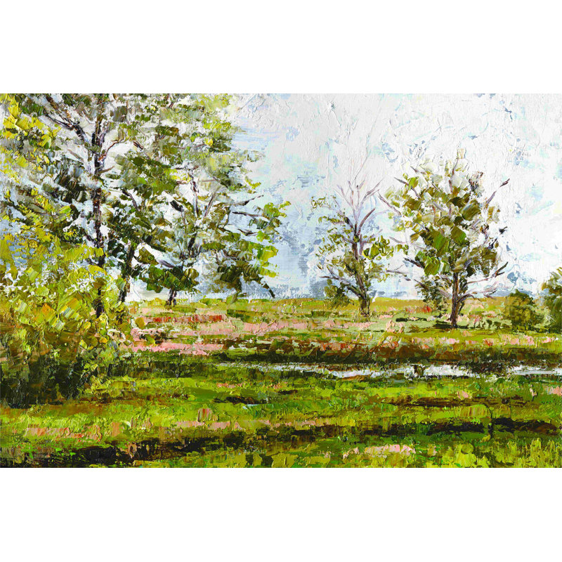 Paysage lourd - peinture sur toile tendue, H 8 po x l 12 po