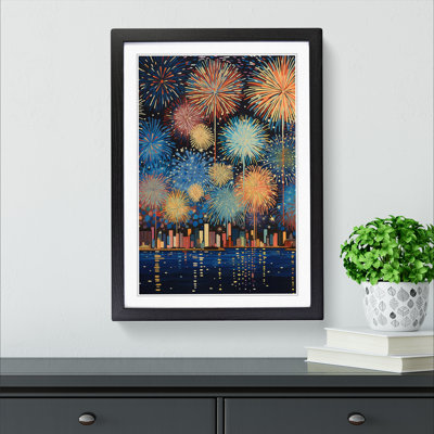 Fireworks Art Deco No.2 - Single Picture Frame Print on Wood