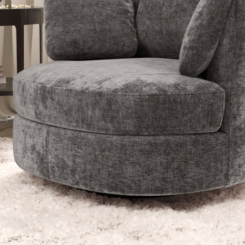 Fauteuil d'appoint pivotant avec repose-pieds de rangement, Grey