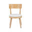 Ensemble de 2 chaises de salle à manger rembourrées modernes, bois d'hévéa, naturel et beige